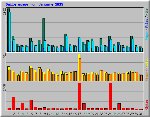 Daily usage for January 2025